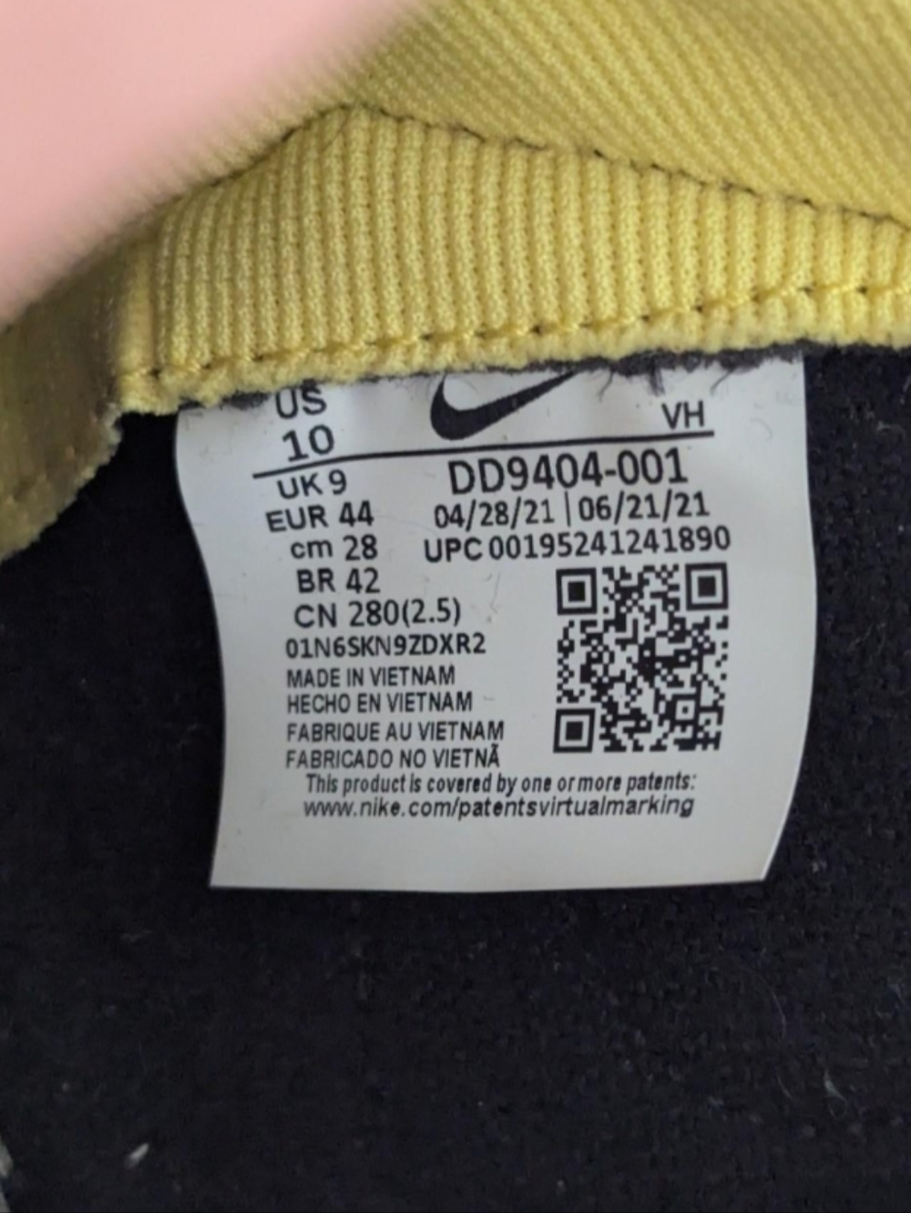 Nike Dunk High 1985 size 10 SP "Yellow Acid Wash". - Picture 6 of 8